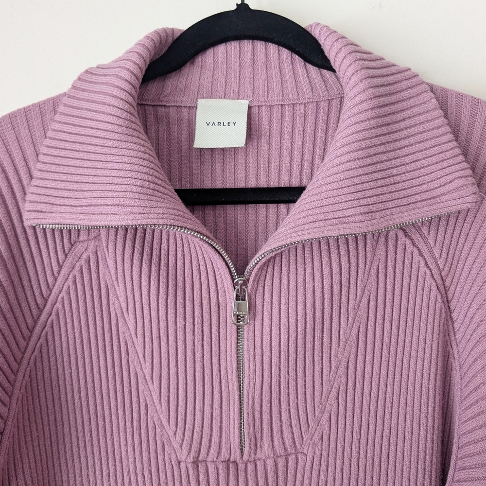Varley Reid Ribbed Half Zip Sweater In Pink - Picture 3 of 6